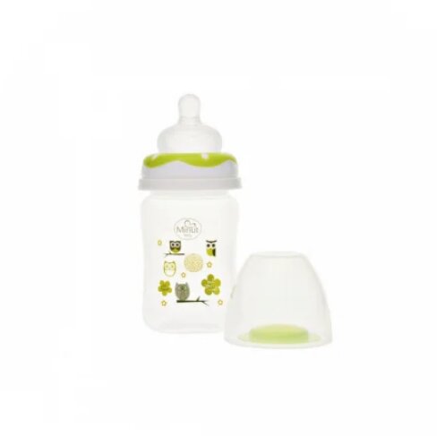 Minut Baby Biberon gat larg cu tetina silicon 150 ml verde