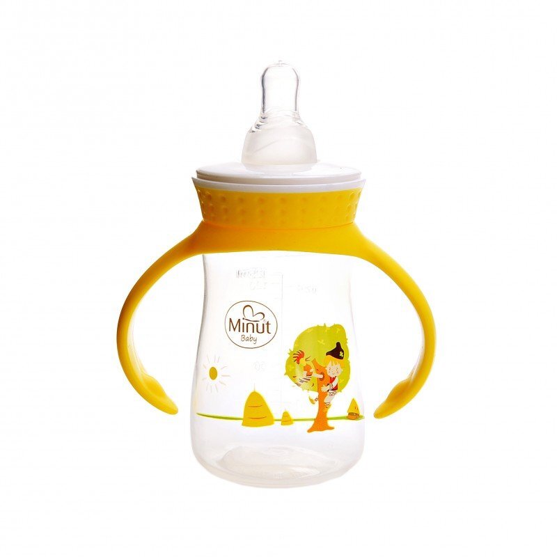 Minut Baby Biberon Pupaza din tei cu manere 125 ml 0+
