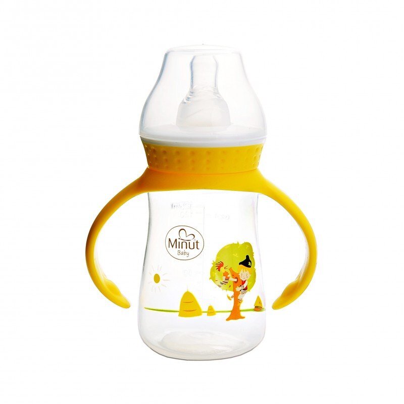 Minut Baby Biberon Pupaza din tei cu manere 125 ml 0+