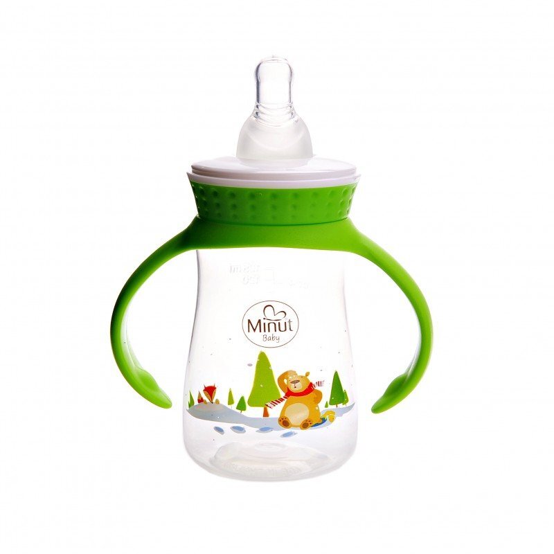 Minut Baby Biberon Ursul pacalit de vulpe cu manere 125 ml 0+