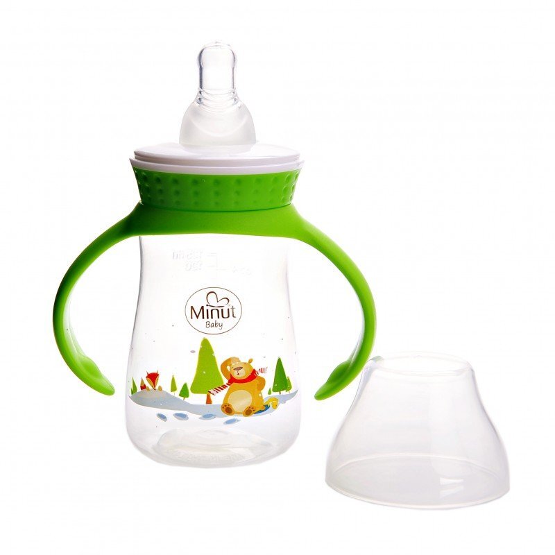 Minut Baby Biberon Ursul pacalit de vulpe cu manere 125 ml 0+