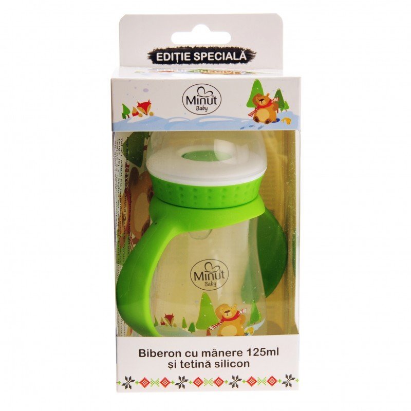 Minut Baby Biberon Ursul pacalit de vulpe cu manere 125 ml 0+