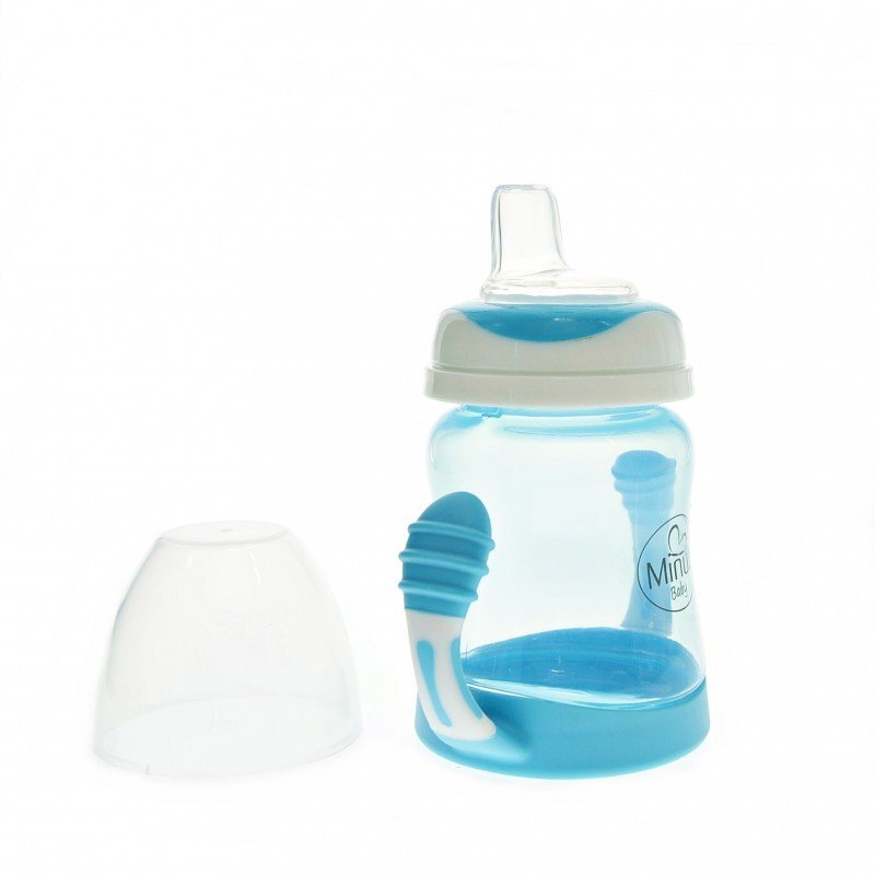 Minut Baby Cana anticurgere cu manere si cioc silicon 210 ml blue