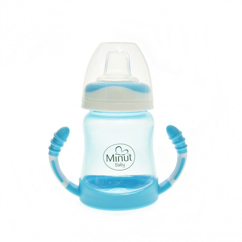 Minut Baby Cana anticurgere cu manere si cioc silicon 210 ml blue