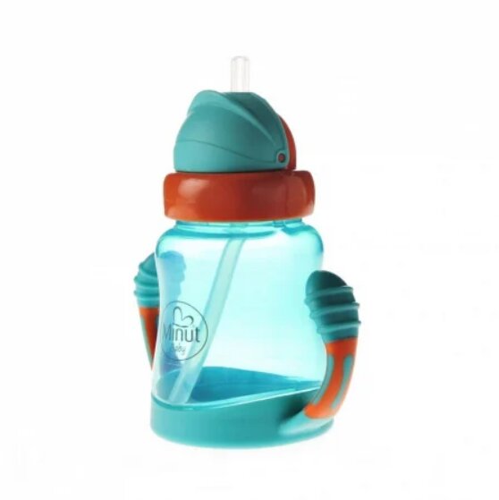 Minut Baby Cana anticurgere cu manere si pai silicon 210 ml verde