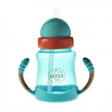 Minut Baby Cana anticurgere cu manere si pai silicon 210 ml verde