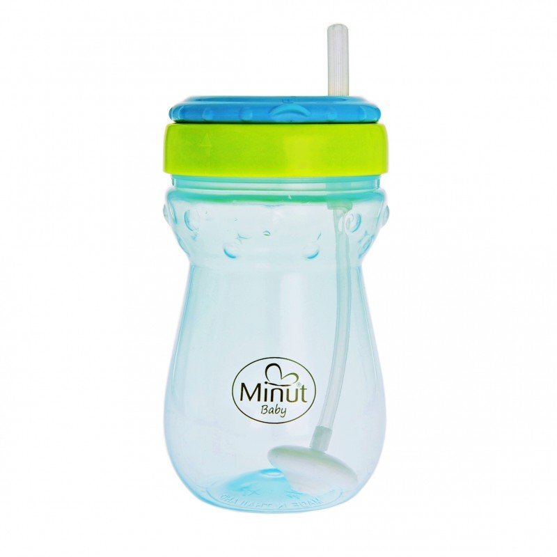 Minut Baby Cana anticurgere cu pai mobil 360 ml blue