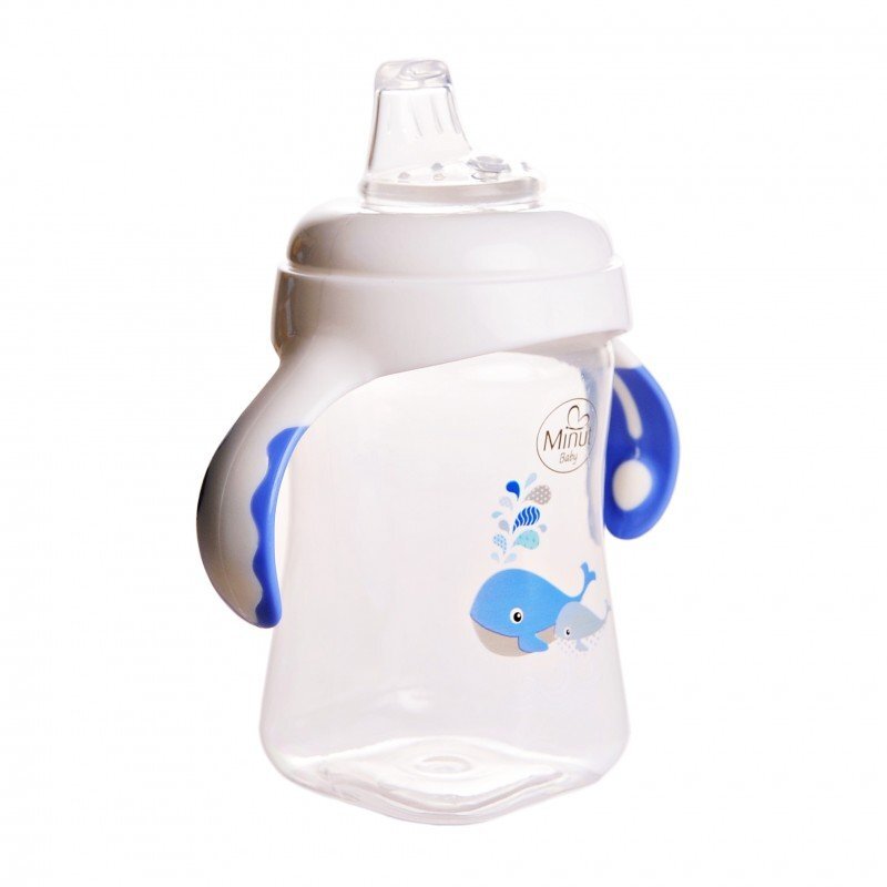 Minut Baby Cana cu manere si cioc de silicon 300 ml 6+ bleu