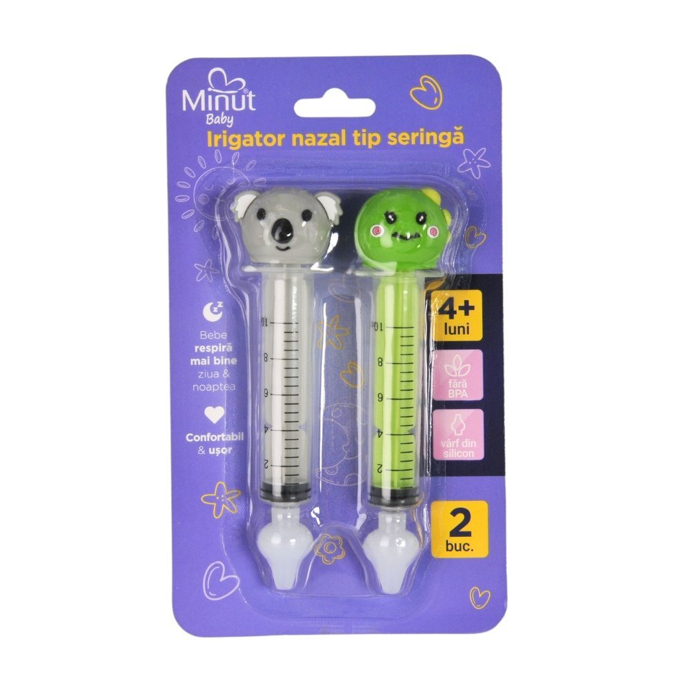 Minut Baby Set 2 bucati irigator nazal tip seringa cu figurine