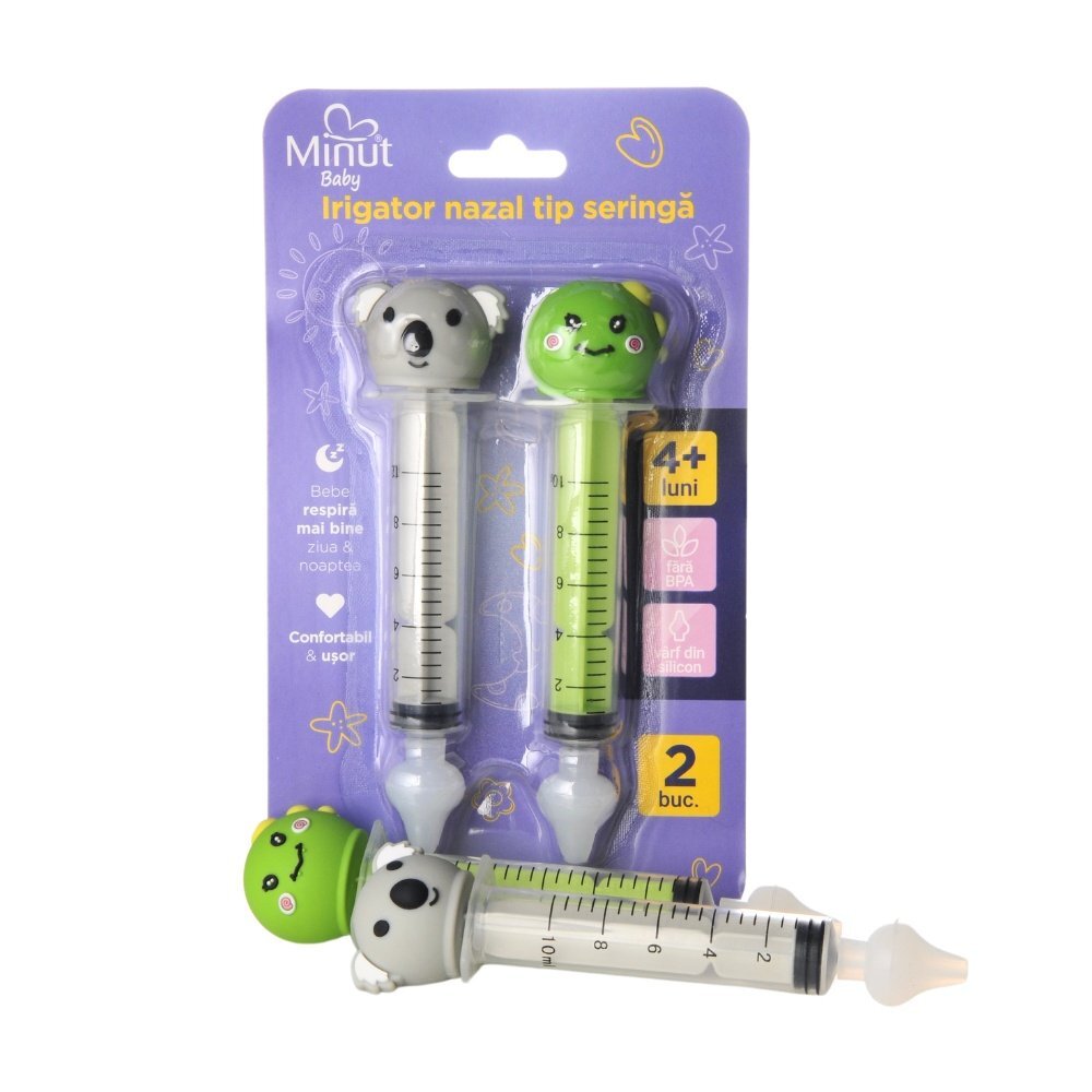 Minut Baby Set 2 bucati irigator nazal tip seringa cu figurine