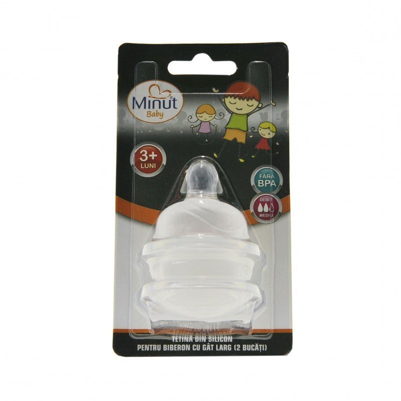 Minut Baby Set 2 tetine silicon super fin gat larg 3+