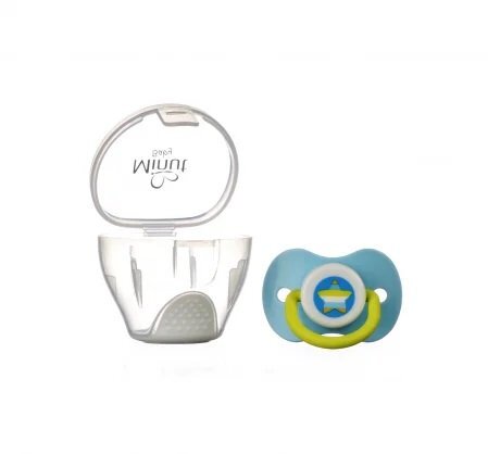 Minut Baby Suzeta 0+ si cutie pentru sterilizare bleu
