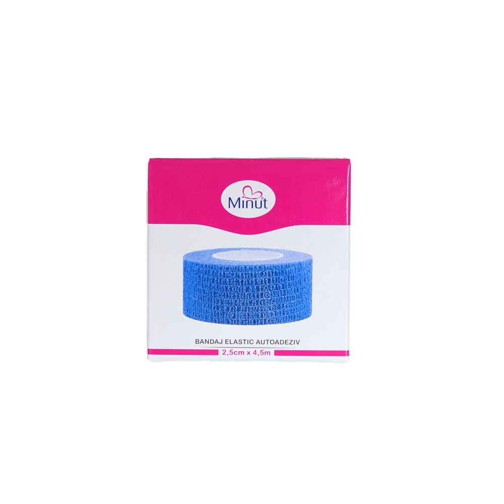 Minut Bandaj elastic autoadeziv albastru 2.5 cm x 4.5 m