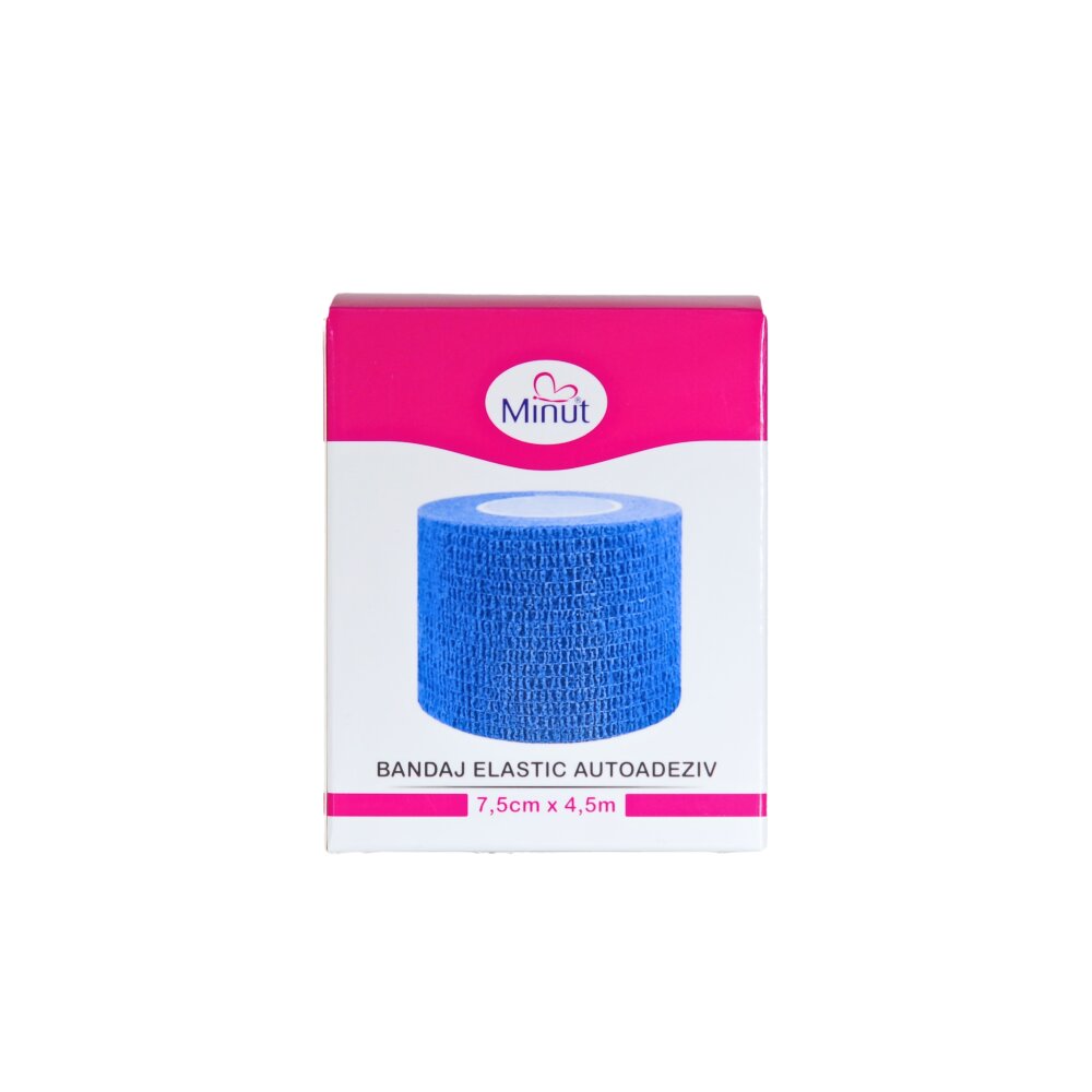 Minut Bandaj elastic autoadeziv albastru 7.5 cm x 4.5 m
