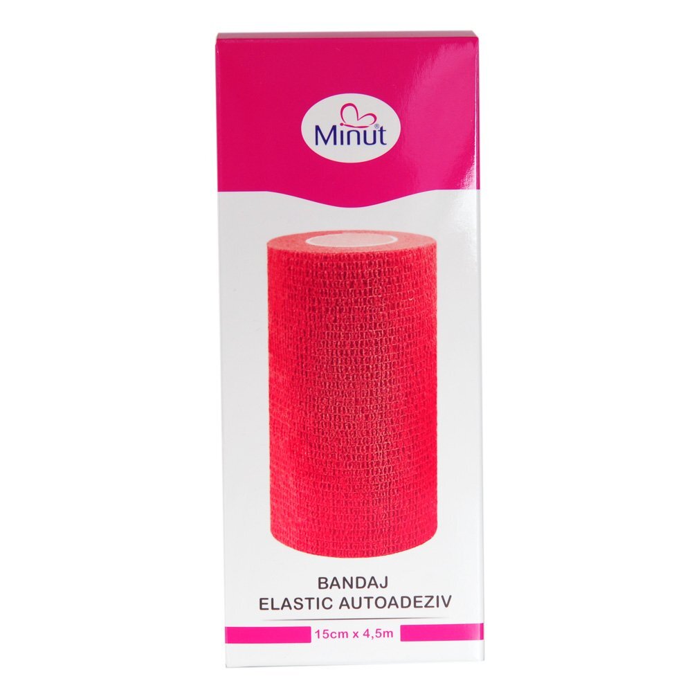 Minut Bandaj elastic autoadeziv rosu 15 cm x 4.5 m