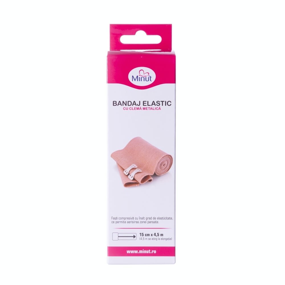 Minut Bandaj elastic cu clema 15 cm x 4.5 m