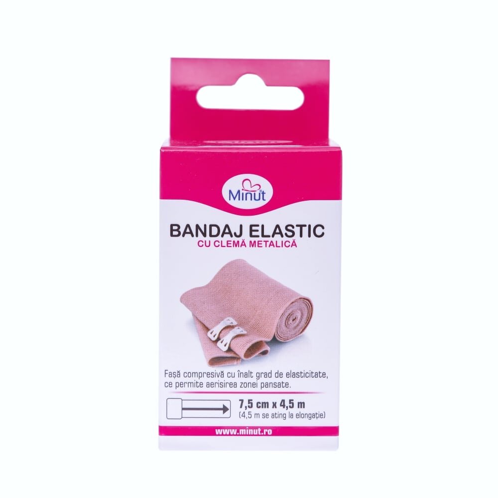 Minut Bandaj elastic cu clema 7.5 cm x 4.5 m