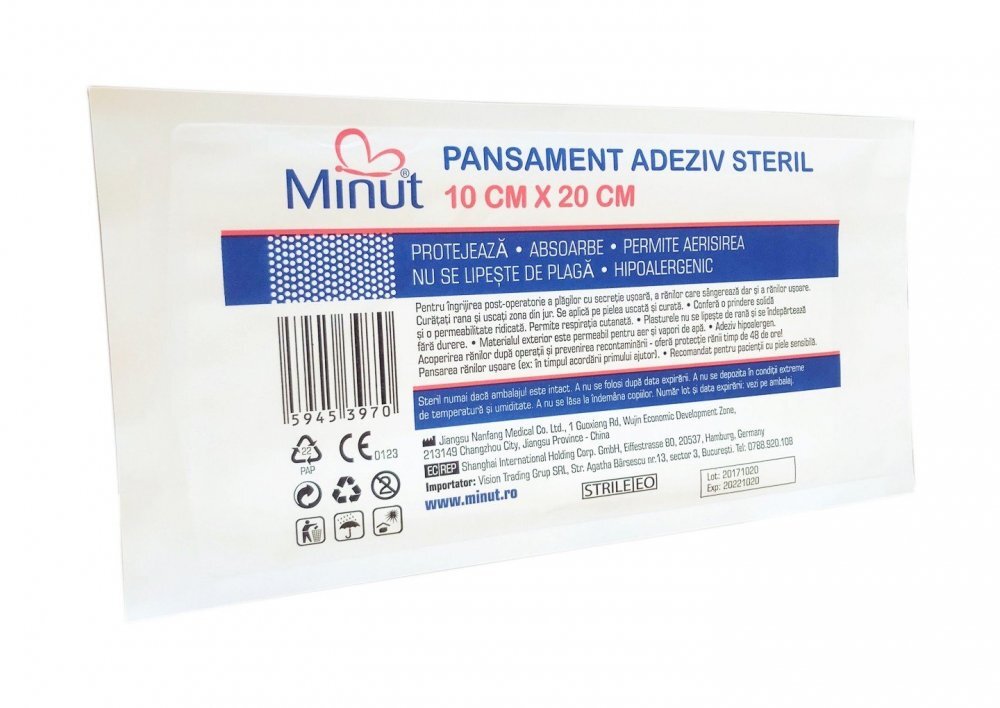 Minut Pansament adeziv steril 10 cm x 20 cm