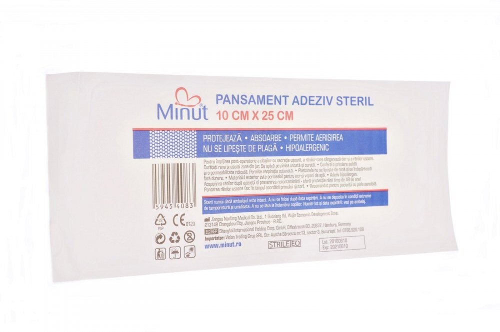 Minut Pansament adeziv steril 10 cm x 25 cm
