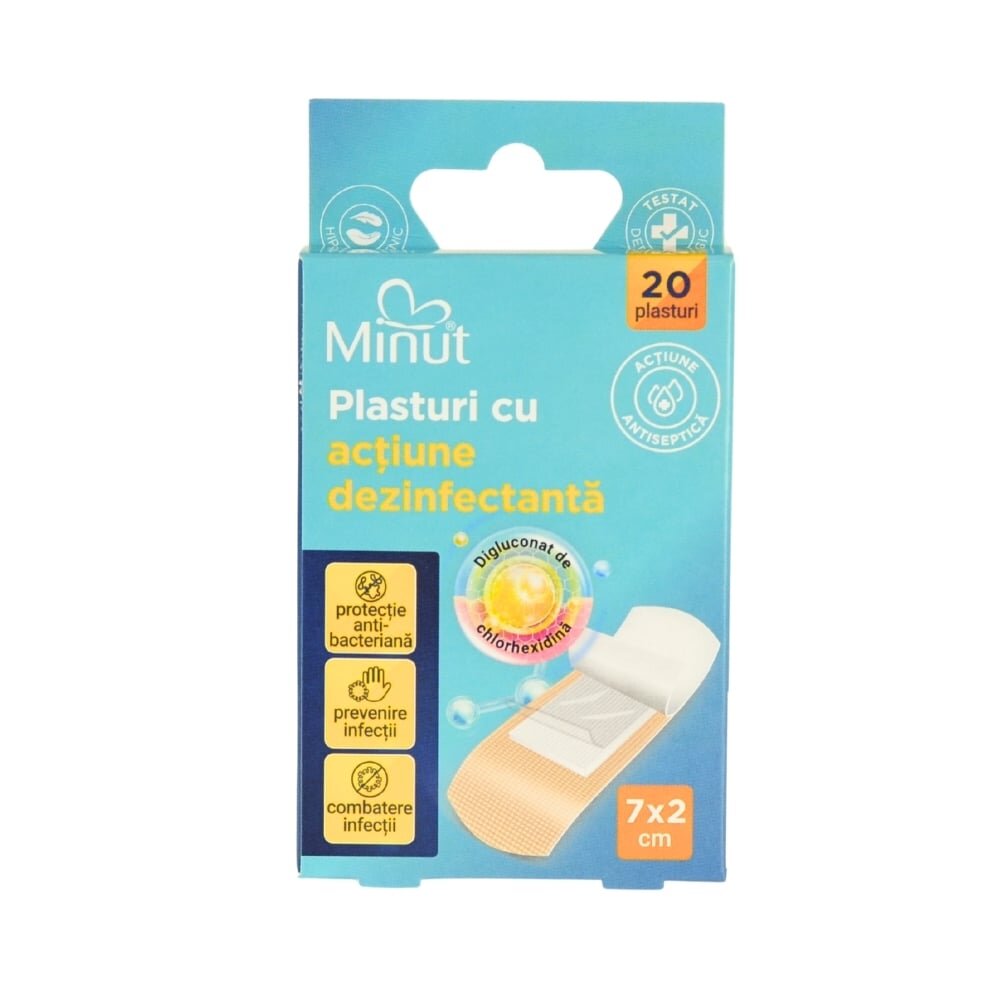 Minut Plasturi cu actiune dezinfectanta 20 bucaticutie