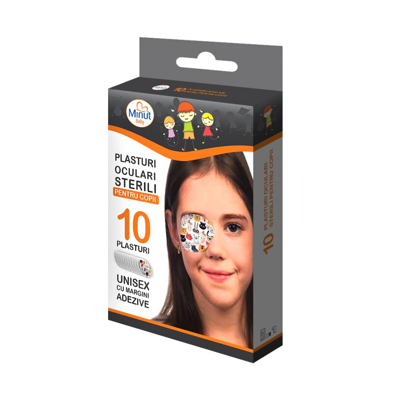 Minut Plasturi oculari sterili cu desene pentru copii 10 buc