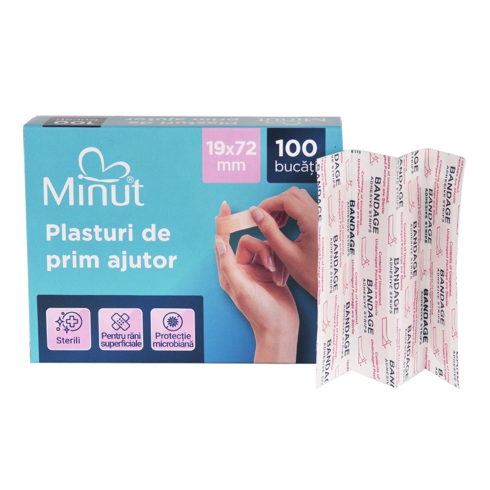 Minut Plasturi pentru rani prim ajutor 100 bucati 19x72 cm
