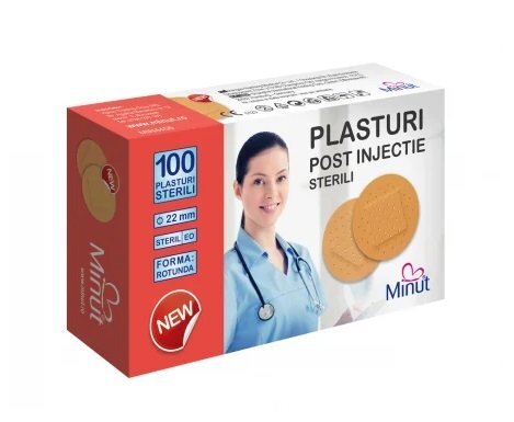 Minut Plasturi post injectie rotunzi 22 mm PVC 100 bucati