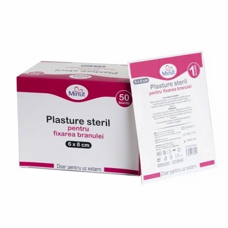 Minut Plasturi sterili pentru fixarea branulei 6x8 cm 50 bucati