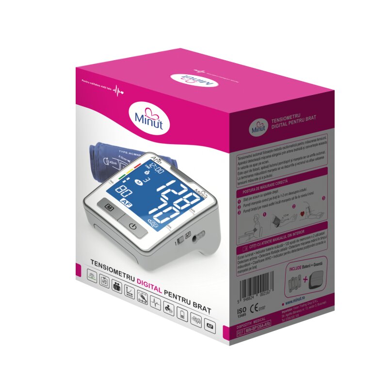 Minut Tensiometru digital pentru brat cu tehnologie Afib