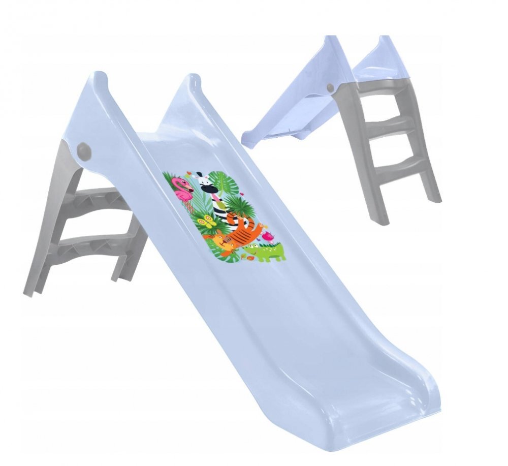 Mochtoys Tobogan pentru copii Pastel Blue cu sistem de atasare furtun apa Scara si baza larga Material durabil si robust Utilizare interiorexterior