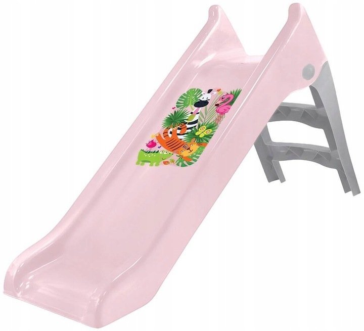 Mochtoys Tobogan pentru copii Pastel Pink cu sistem de atasare furtun apa Scara si baza larga Material durabil si robust Utilizare interiorexterior