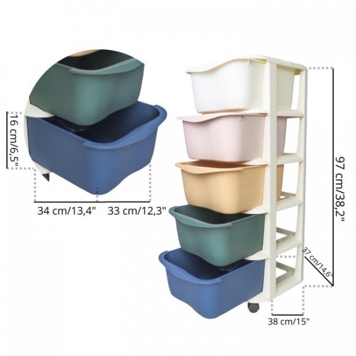 MODERNHOME Raft cu 5 compartimente pentru depozitarea diverselor obiecte PO16 Multicolor