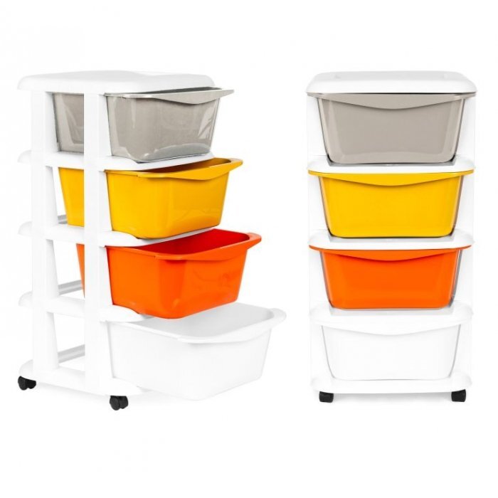MODERNHOME Raft pe roti cu 4 compartimente pentru depozitarea jucariilor multicolor