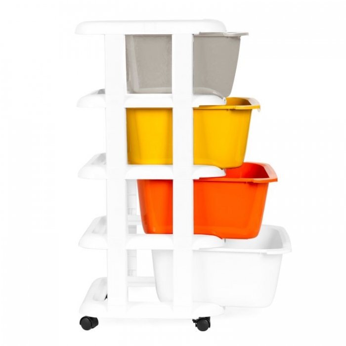 MODERNHOME Raft pe roti cu 4 compartimente pentru depozitarea jucariilor multicolor