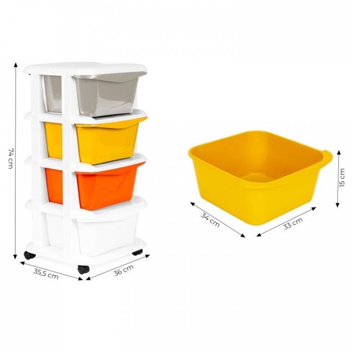 MODERNHOME Raft pe roti cu 4 compartimente pentru depozitarea jucariilor multicolor