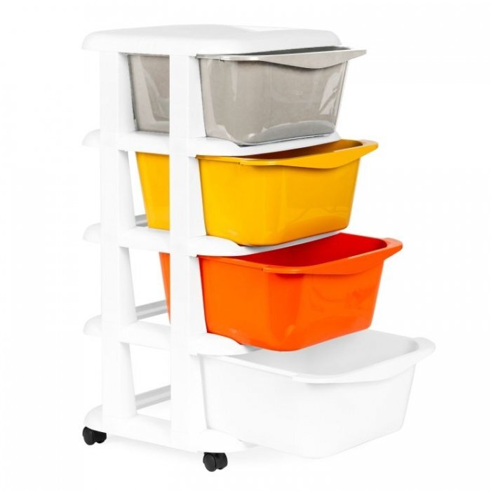 MODERNHOME Raft pe roti cu 4 compartimente pentru depozitarea jucariilor multicolor
