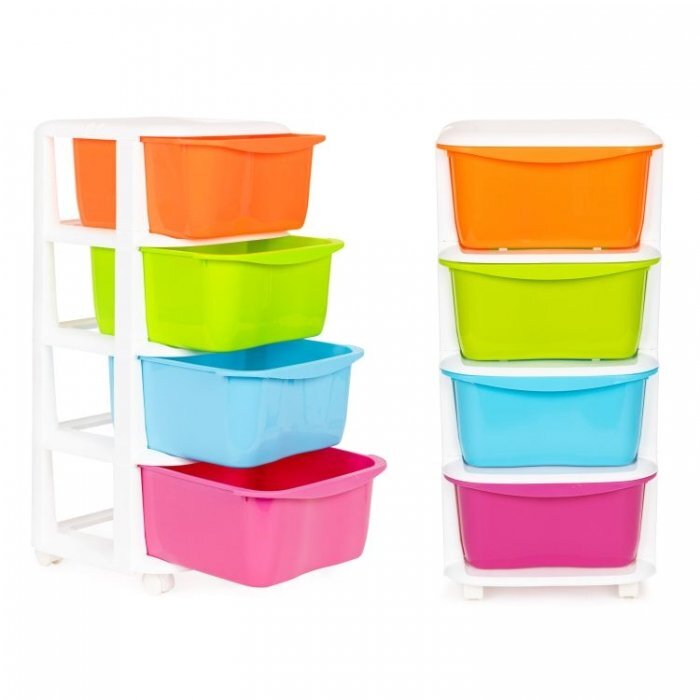 MODERNHOME Raft pe roti cu 4 compartimente pentru depozitarea jucariilor multicolor