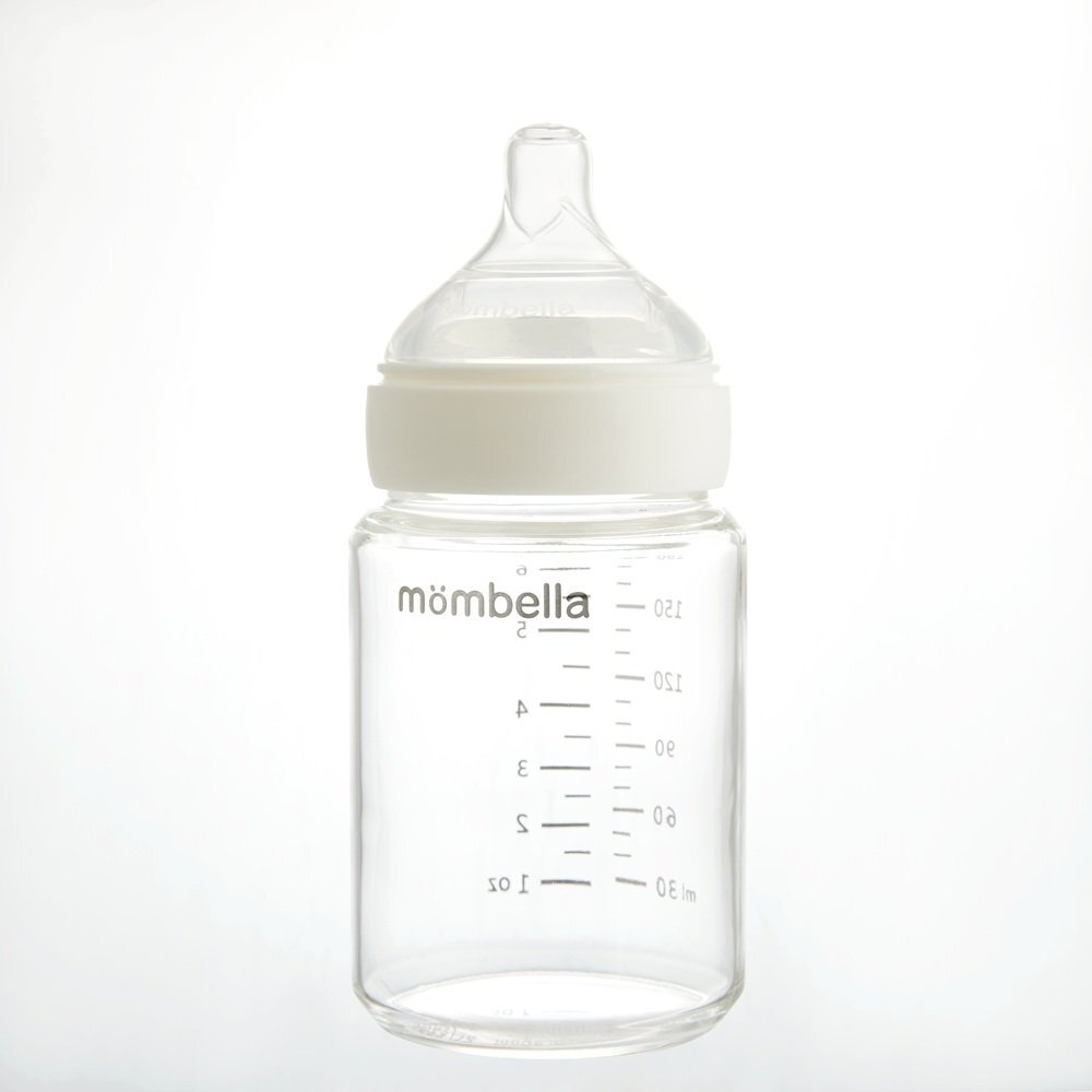 Mombella Biberon anti-colici 180 ml cu tetina din silicon S Flux lent 0-3 luni Ivory