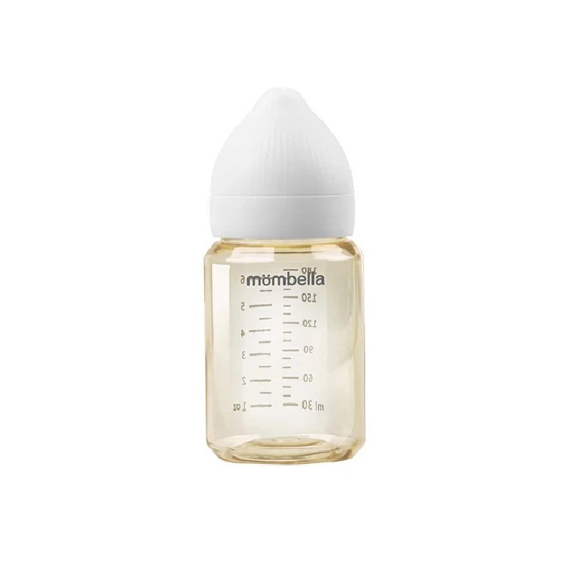 Mombella Biberon anti-colici 180 ml cu tetina din silicon S Flux lent 0-3 luni Ivory