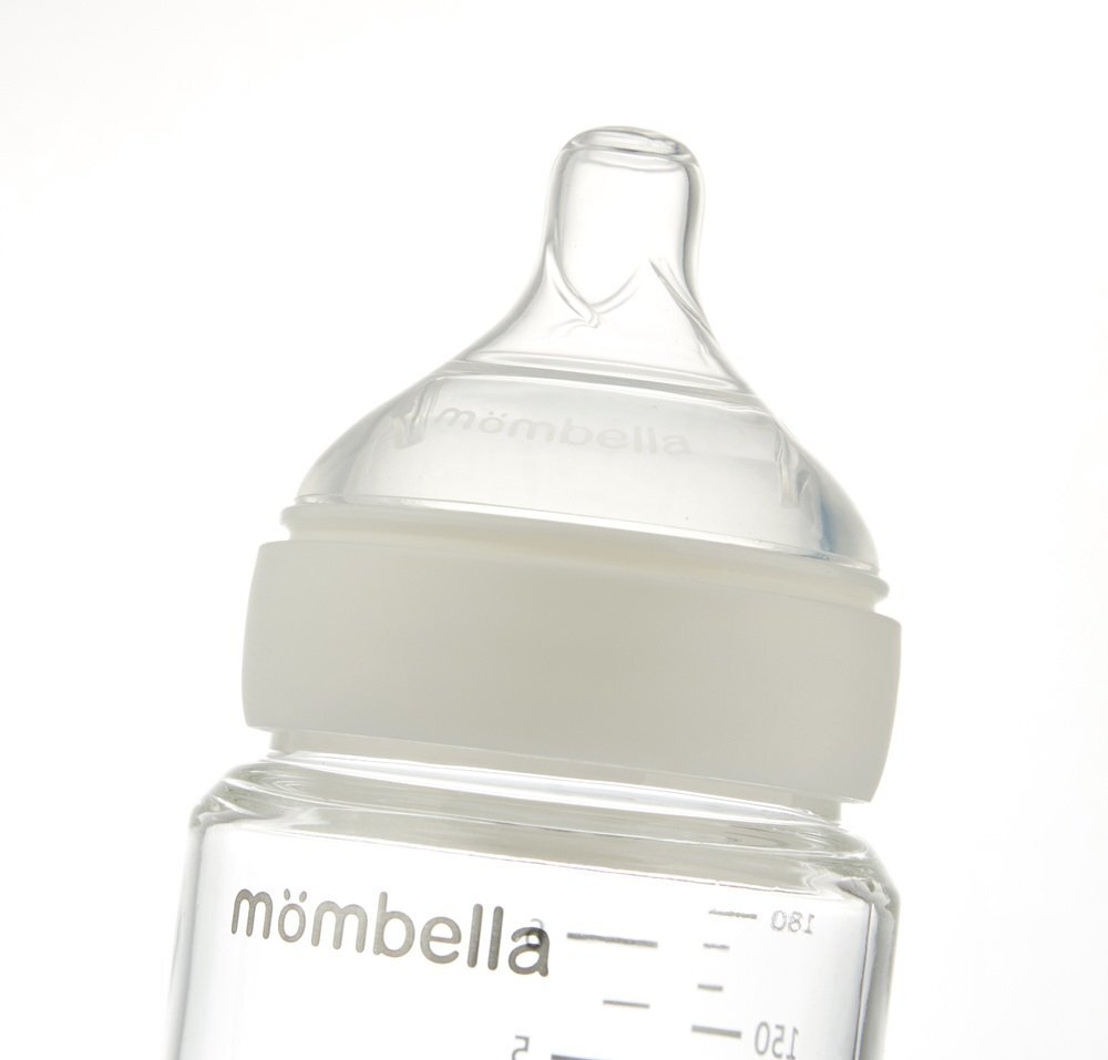 Mombella Biberon anti-colici 180 ml cu tetina din silicon S flux lent 0-3 luni Old Rose