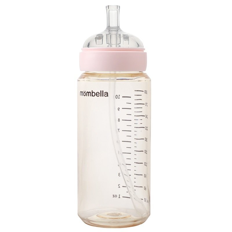 Mombella Biberon anti-colici 300 ml cu tetina din silicon L flux rapid 6-9 Luni Ivory