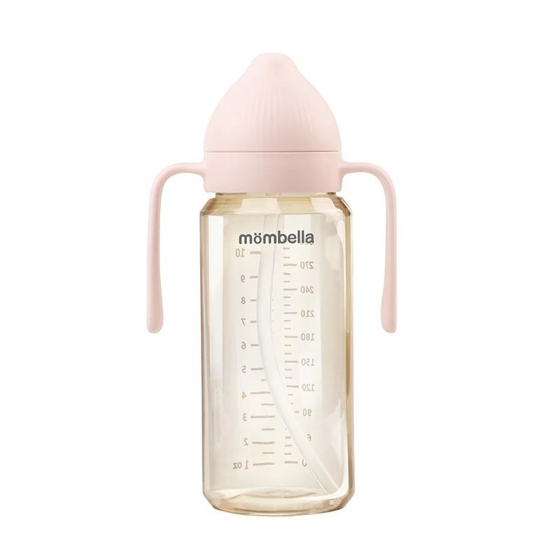Mombella Biberon anti-colici 300 ml cu tetina din silicon L flux rapid 6-9 Luni Old Rose