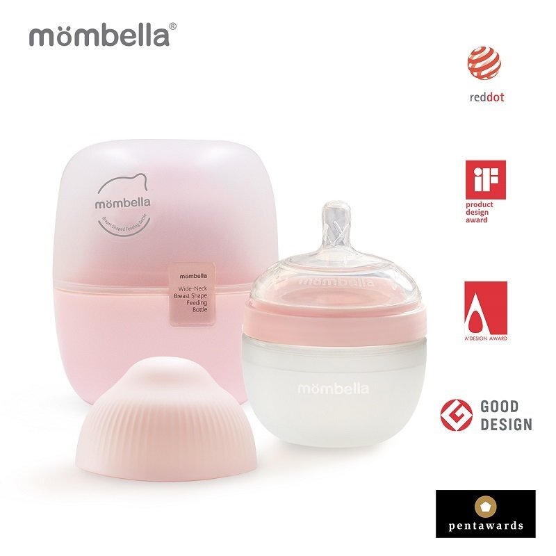 Mombella Biberon Anticolici Brest-Like 120ml Tetina S flux lent 100 Silicon Old Roze