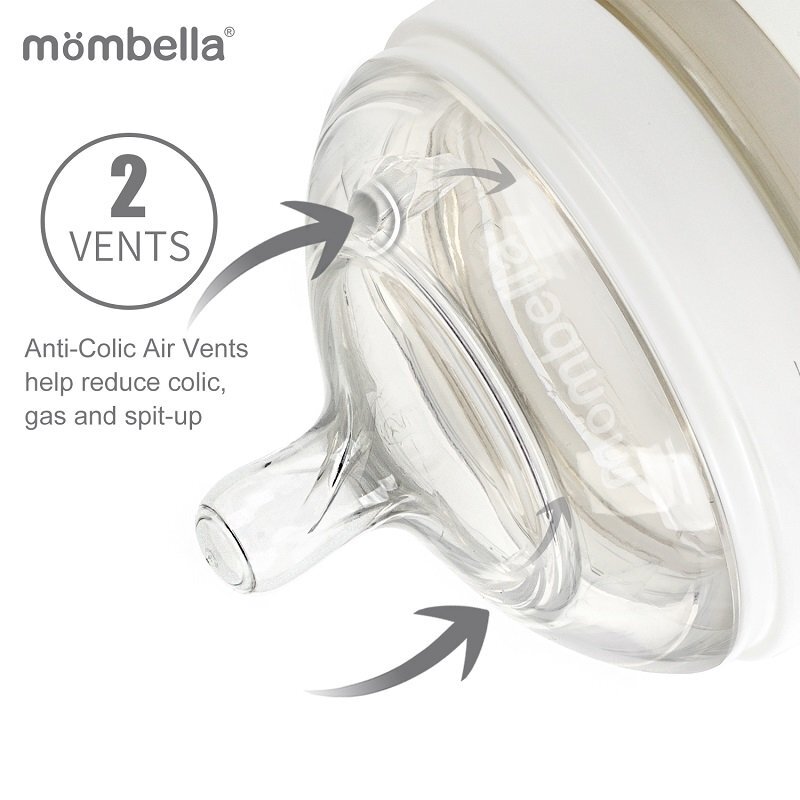 Mombella Biberon Anticolici Brest-Like 210ml Tetina M flux mediu PPSU Ivory