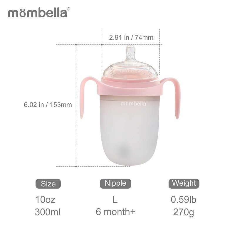 Mombella Biberon Anticolici Brest-Like 300ml Tetina 360 XL Hrana Densa 100 Silicon Old Roze