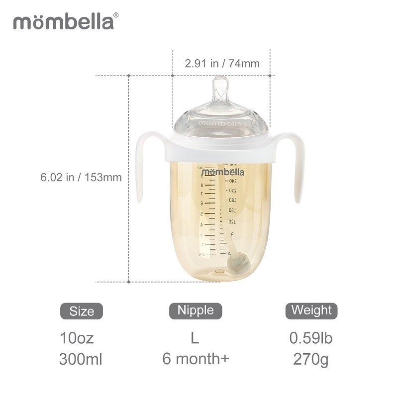Mombella Biberon Anticolici Brest-Like 300ml Tetina 360 XL Hrana Densa PPSU Ivory