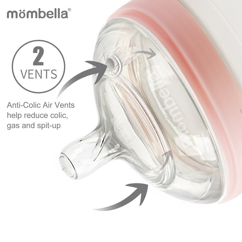 Mombella Biberon Anticolici Brest-Like 300ml Tetina 360 XL Hrana Densa PPSU Old Roze