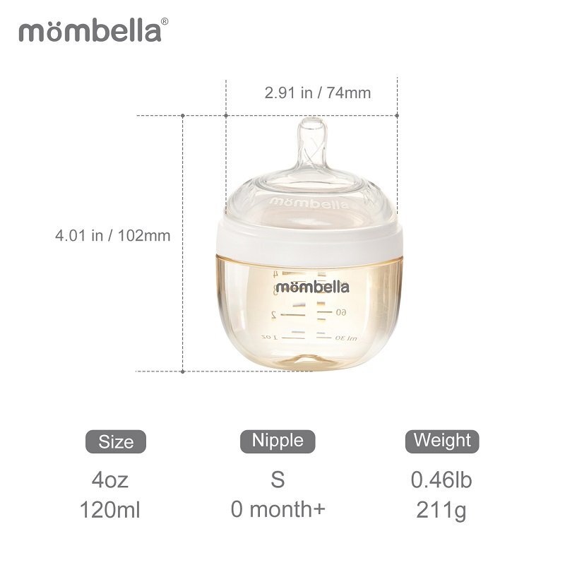 Mombella Biberon Anticolici Brest-Like120ml Tetina S flux lent PPSU Ivory