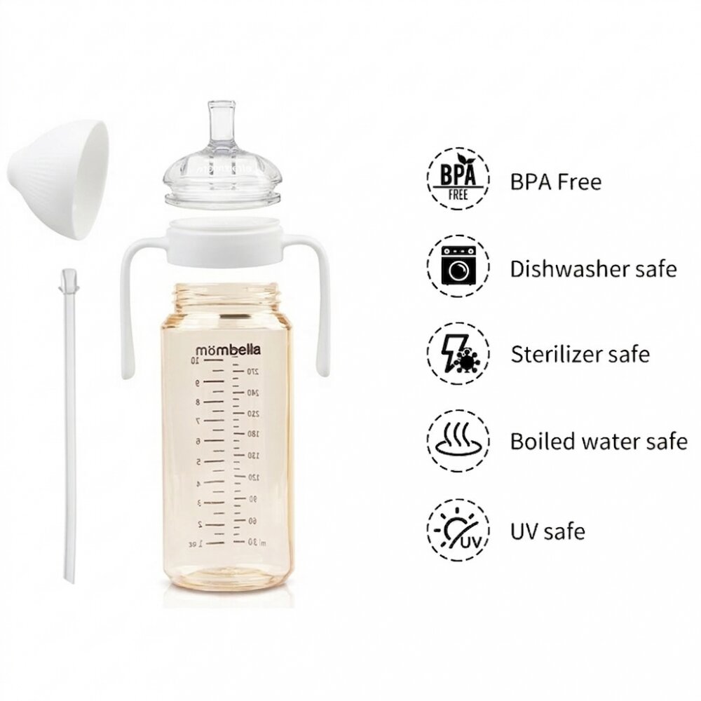Mombella Maner ergonomic pentru biberon de tranzitie Classic Old Rose
