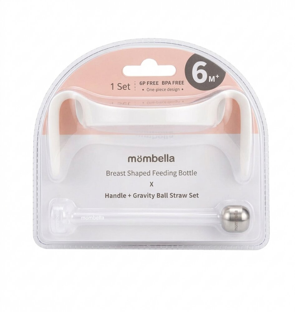Mombella Maner ergonomic si pai pentru biberon 300 ml Breast Like Ivory
